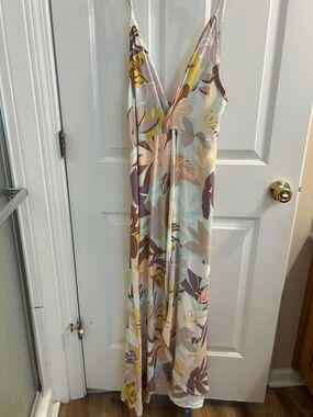 Cupshe Pastel Floral Maxi Dress in Mint, Peach & Brown